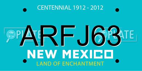 ARFJ63 New Mexico License Plate