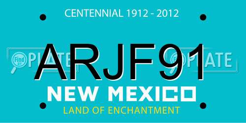 ARJF91 New Mexico License Plate