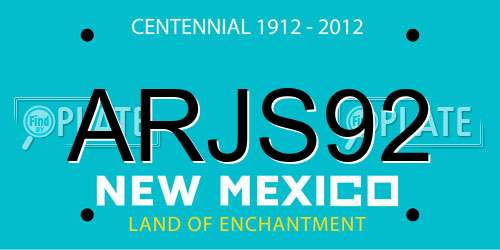 ARJS92 New Mexico License Plate