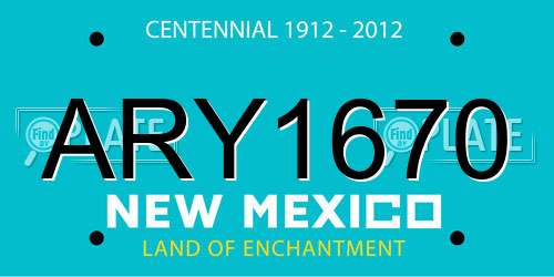 ARY1670 New Mexico License Plate