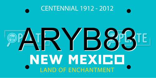 ARYB83 New Mexico License Plate