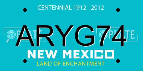 ARYG74 New Mexico License Plate