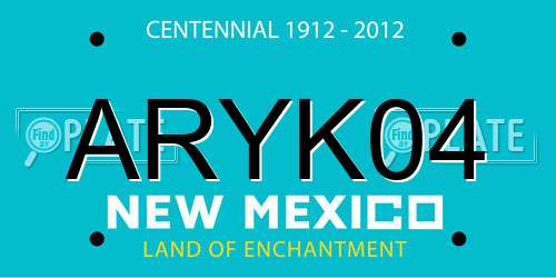 ARYK04 New Mexico License Plate