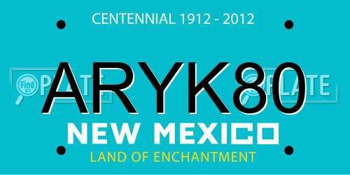 ARYK80 New Mexico License Plate