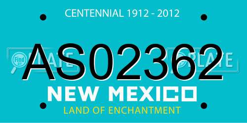 AS02362 New Mexico License Plate