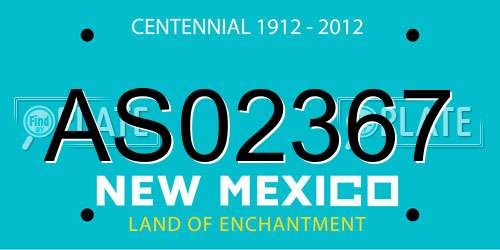 AS02367 New Mexico License Plate
