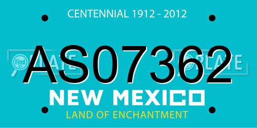 AS07362 New Mexico License Plate