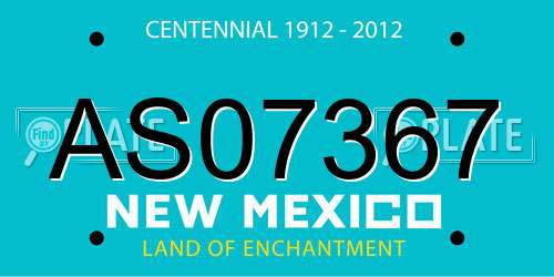 AS07367 New Mexico License Plate