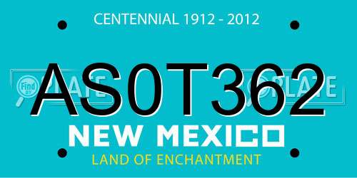 AS0T362 New Mexico License Plate