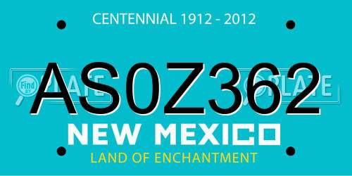 AS0Z362 New Mexico License Plate
