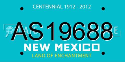 AS19688 New Mexico License Plate