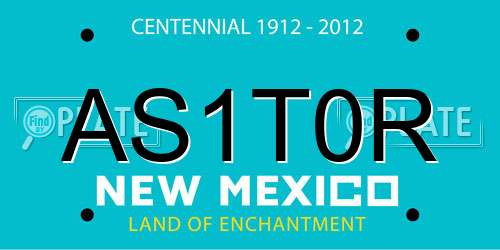 AS1T0R New Mexico License Plate