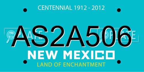 AS2A506 New Mexico License Plate