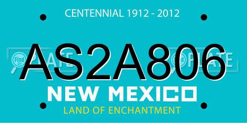 AS2A806 New Mexico License Plate