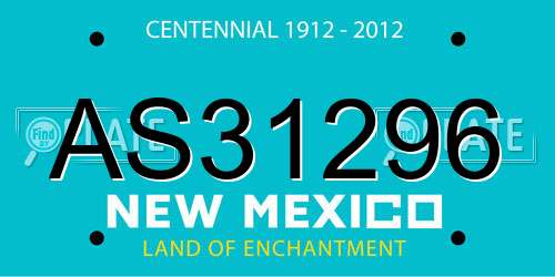 AS31296 New Mexico License Plate