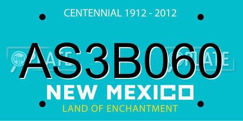 AS3B060 New Mexico License Plate
