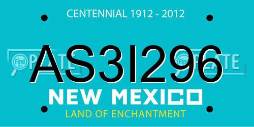 AS3I296 New Mexico License Plate