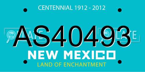 AS40493 New Mexico License Plate
