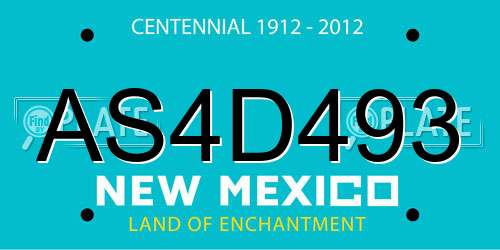 AS4D493 New Mexico License Plate