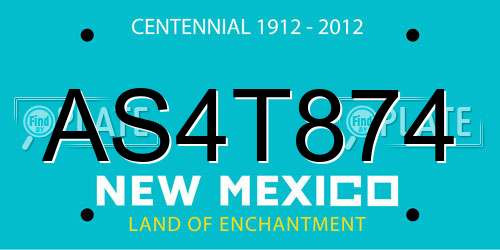 AS4T874 New Mexico License Plate