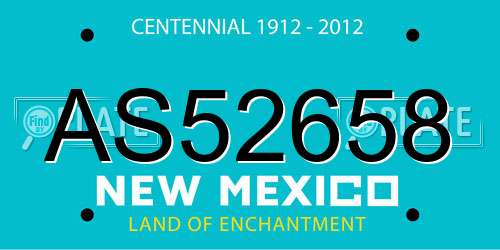 AS52658 New Mexico License Plate
