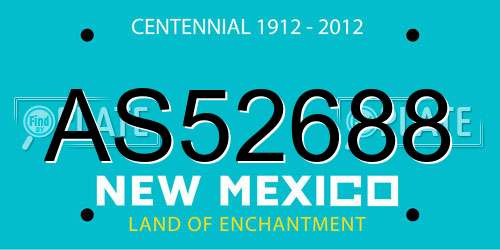 AS52688 New Mexico License Plate