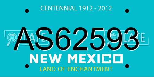 AS62593 New Mexico License Plate