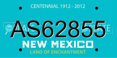 AS62855 New Mexico License Plate