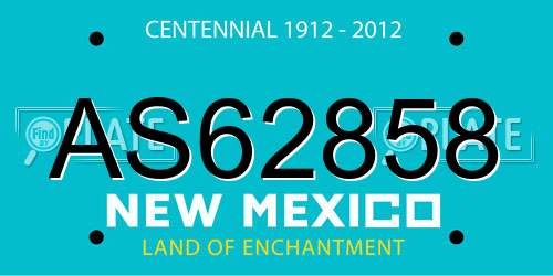 AS62858 New Mexico License Plate