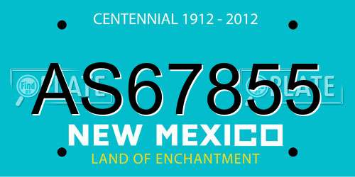 AS67855 New Mexico License Plate