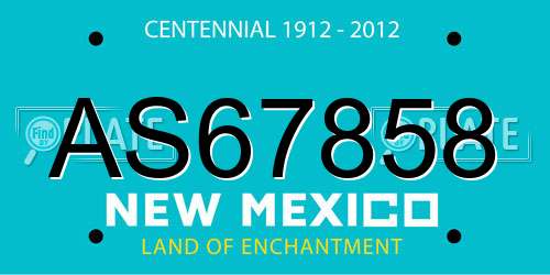 AS67858 New Mexico License Plate