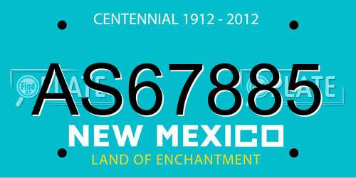 AS67885 New Mexico License Plate
