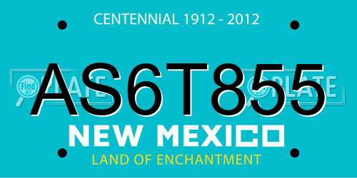AS6T855 New Mexico License Plate