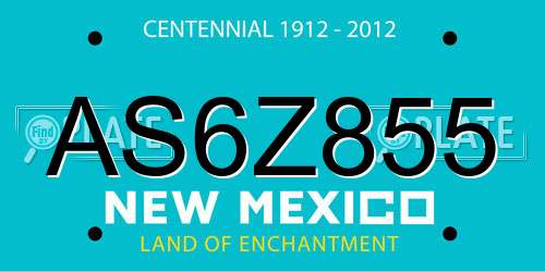 AS6Z855 New Mexico License Plate