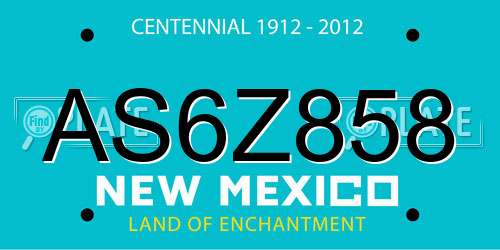 AS6Z858 New Mexico License Plate