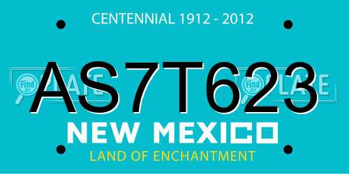 AS7T623 New Mexico License Plate
