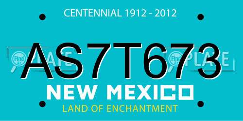 AS7T673 New Mexico License Plate