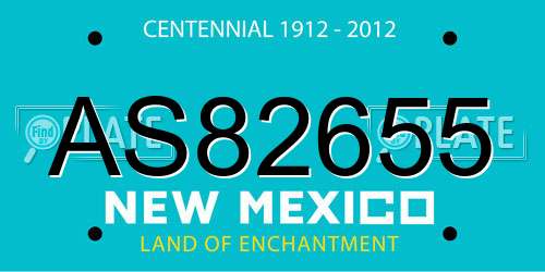 AS82655 New Mexico License Plate