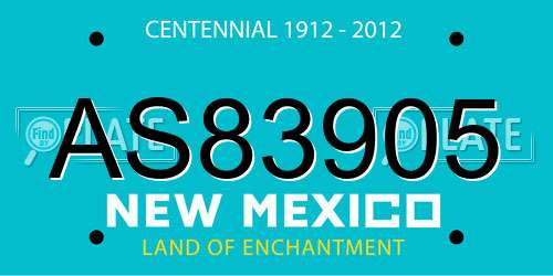 AS83905 New Mexico License Plate
