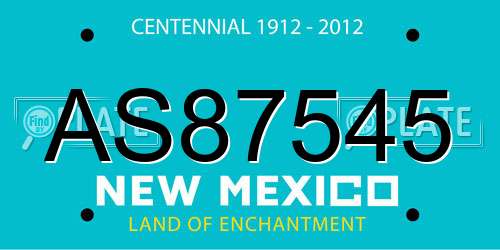 AS87545 New Mexico License Plate