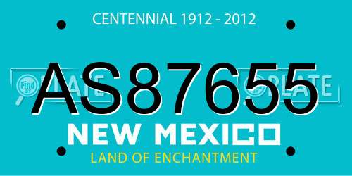 AS87655 New Mexico License Plate