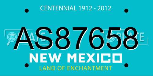 AS87658 New Mexico License Plate
