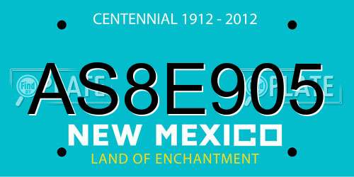 AS8E905 New Mexico License Plate