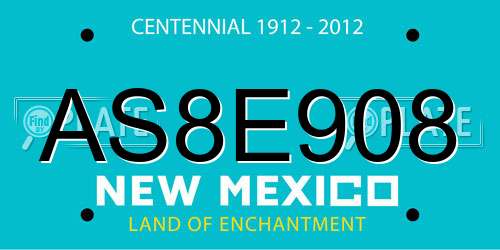 AS8E908 New Mexico License Plate