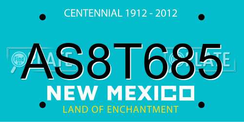AS8T685 New Mexico License Plate