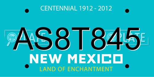 AS8T845 New Mexico License Plate