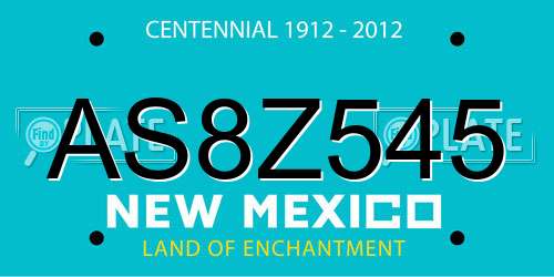 AS8Z545 New Mexico License Plate