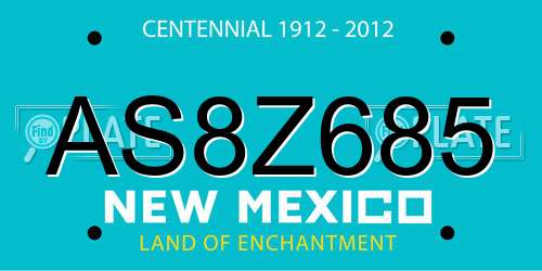 AS8Z685 New Mexico License Plate