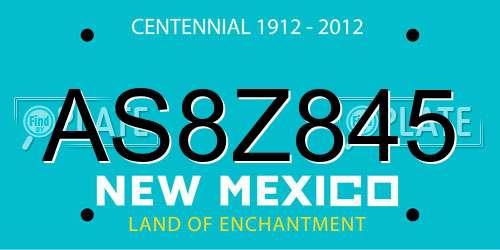 AS8Z845 New Mexico License Plate
