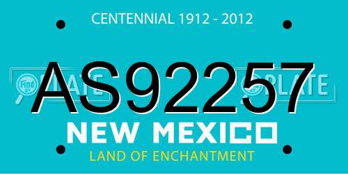 AS92257 New Mexico License Plate